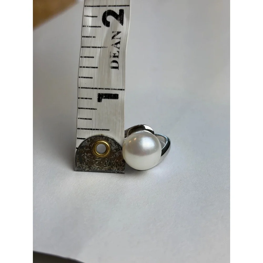 Vintage Pearl Ring 6.5 Silver 925 Bypass Solitaire Minimalist Elegant Jewelry